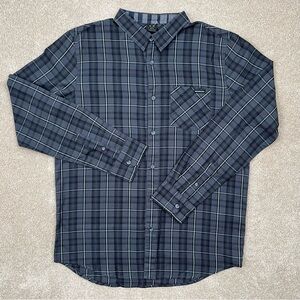 Oakley Shirt Adult Medium Gray Button Up Plaid Long Sleeve Outdoor Preppy Men